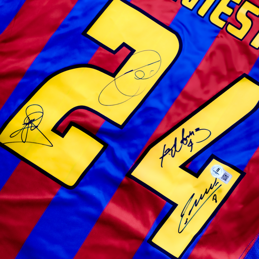 Jersey Firmado Barcelona - Andrés Iniesta, Rafa Marquez, Xavi Hernandez y Carles Puyol