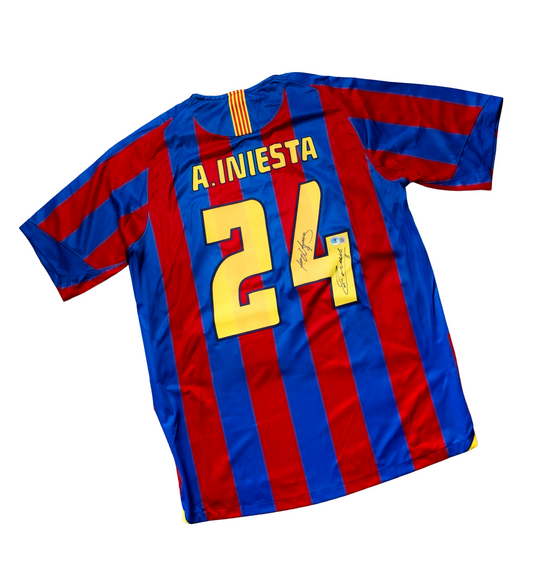 Jersey Firmado Barcelona 2004 - Andrés Iniesta y Rafa Márquez